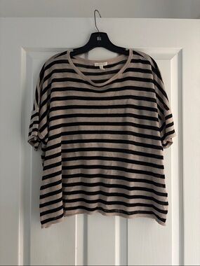 Eileen Fisher Fine Organic Linen Short Sleeve Crop Boxy Tee Sz S